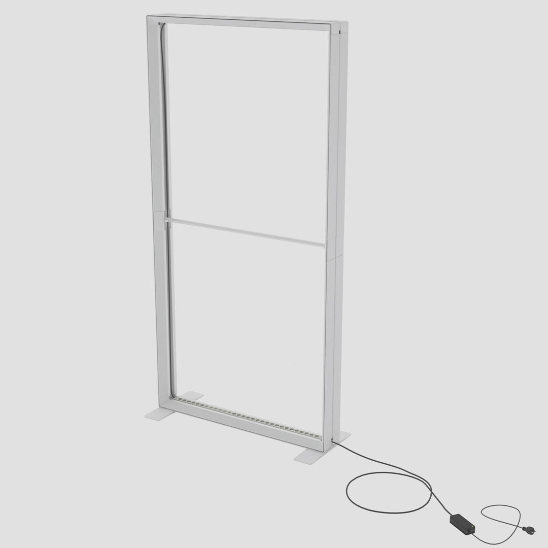 Pixlip Go Leuchtrahmen mit Kabel und Stecker.