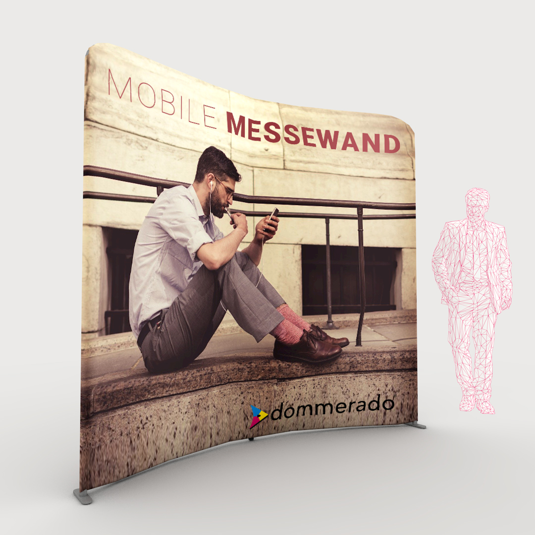 Messewand mit Motiv, Text: Messe + Event